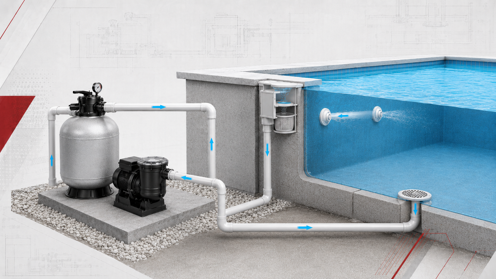 Schema della circolazione dell’acqua in piscina